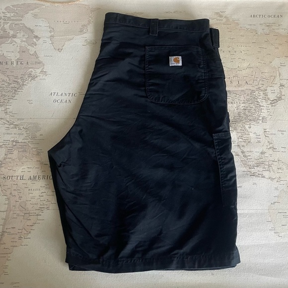Carhartt Flat Front Carpenter Work In Progress Black Shorts Cotton Size 50 - Picture 2 of 7